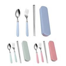 Utensil Set Stainless Steel Cutlery Flatware Portable Fork Spoon W/ Storage Case