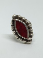 Vintage Sterling Silver 925 Mexico Red Jasper Dotted Ring Size 6.5