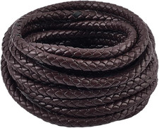 5.5 Yard Brown Braided Leather Cord 8Mm round Braided PU Leather Necklace Cord B