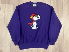 Vtg 70's Peanuts Snoopy Red Baron Sweater Purple Genius Genus