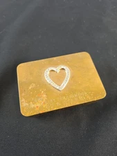 Box Jewelry Trinket Park Sherman Gold Colored Heart Metal VTG Valentine Wedding