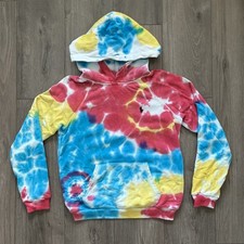 Polo Ralph Lauren Mens S Pullover Hoodie Sweatshirt Tie Dye Pink Blue Yellow