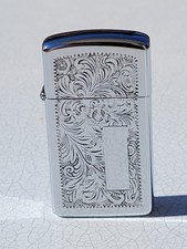 ZIPPO ORIGINALE NUOVO VENEZIANO CROMATO SLIM VENETIAN CHROME DOUBLE FACE 1990