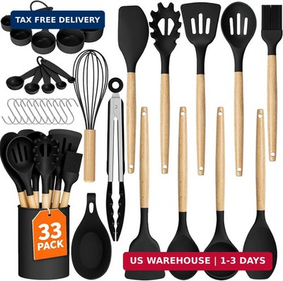 WISELIFE Kitchen Utensils Set - 33 PCS, Heat-Resistant Silicone Cooking Utensils