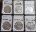 New ListingLot/17 Assorted Dates American Silver Eagle NGC MS69 Brown Label PQ