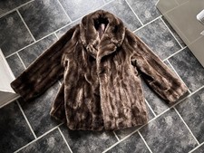 Cappotto pelliccia sintetica vintage Tissavel France marrone UK 12-14 abbigliamento sera occasione