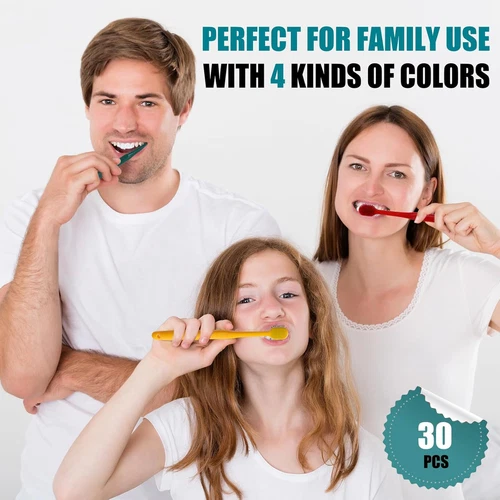 30pcs Individually Wrapped Bulk Toothbrushes, Colorful Manual Disposable... - Picture 2 of 6