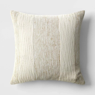 Oversized Textured Cotton Striped Square Throw Pillow Beige Threshold 1990₽