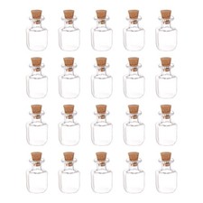 20pcs Mini Glass Bottles with Cork Square Shape Wishing Bottle