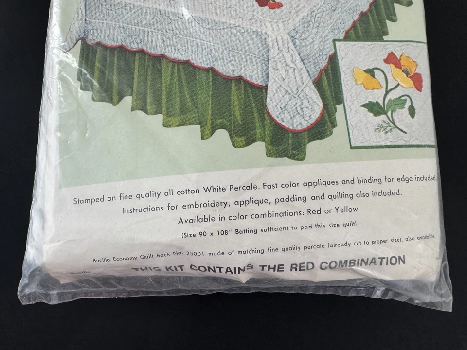 8971 Bucilla GARDEN POPPIES Applique Quilt Pattern 84x100 Size Twin Double New - Image 4 of 4