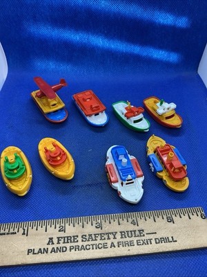 Vintage Bruder Germany Mini Plastic River Boats Mini Toy Lot of 8, Rare HTF
