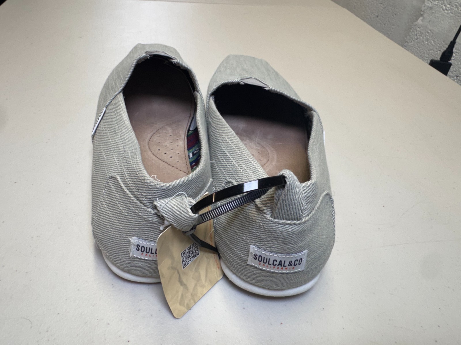 SoulCal & Co Long Beach Slip On Shoes Grey Denim UK 12 EU 46 Mens Casual image 3