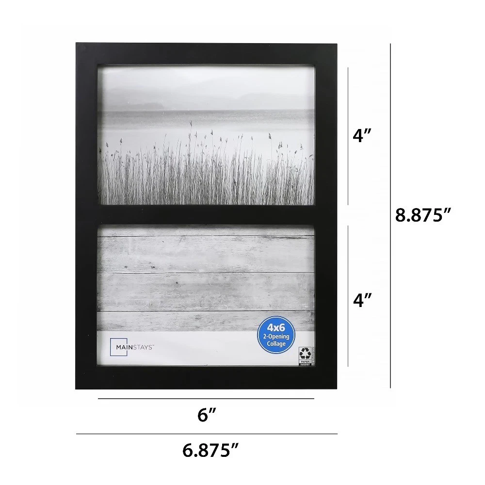 2 Opening Picture Frame, Holds Two 4 x 6 in Photos, Black Gallery Style - thumbnail 2