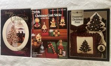 Vintage Christmas Needlepoint Canvas Pattern Lot Hardanger Craft Wood Sticks