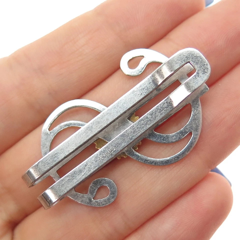 925 Sterling 2-Tone Antique Art Deco Enamel Rotary Intl. Dollar Sign Money Clip - Image 3 of 4