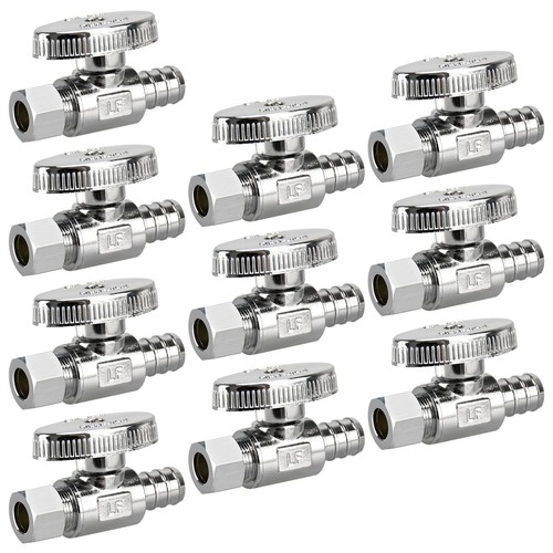 1/4 Turn Straight Stop Valves Shut Off Water Plumbing Pipe Fitting 10 PCS