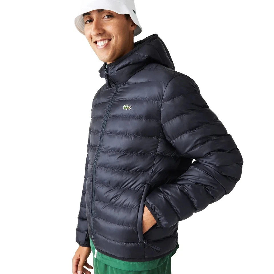 Lacoste Mens Puffer Jacket Blue Hooded Coat Size M L XL BH0539 - Image 4 of 4