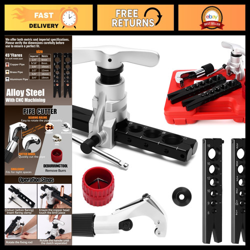 Flaring Tool Kit for HVAC - Copper Pipe Flaring Tool, Professional Flare Tool Se