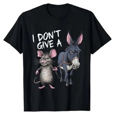 Men's Funny I Don't Care Mouse and Donkey Graphic T-Shirt