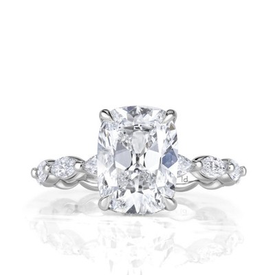 3.74ct Old Mine Cut Lab Grown Diamond Engagement Ring