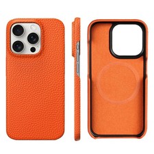 Natural Cowhide Leather Magsafe Magnetic Phone Case for iPhone 17 Air 16 15 Pro
