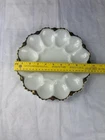 Vintage Anchor Hocking Milk Glass For Deviled Eggs With Gold Rim