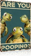 Are You Pooping Tin Metal Signs Home D cor 8x12 Funny Turtle Wall for Home Bathr