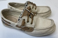 Sperry Women's Songfish Animal Print Linen Boat Shoe Size 7