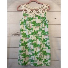 Lilly Pulitzer Sleeveless Crochet Neck Drink Print Shift Dress Size 6 Derby