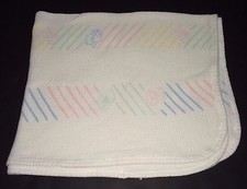 Cozy baby J E Morgan Cotton Thermal receiving Blanket bears pastel lines white