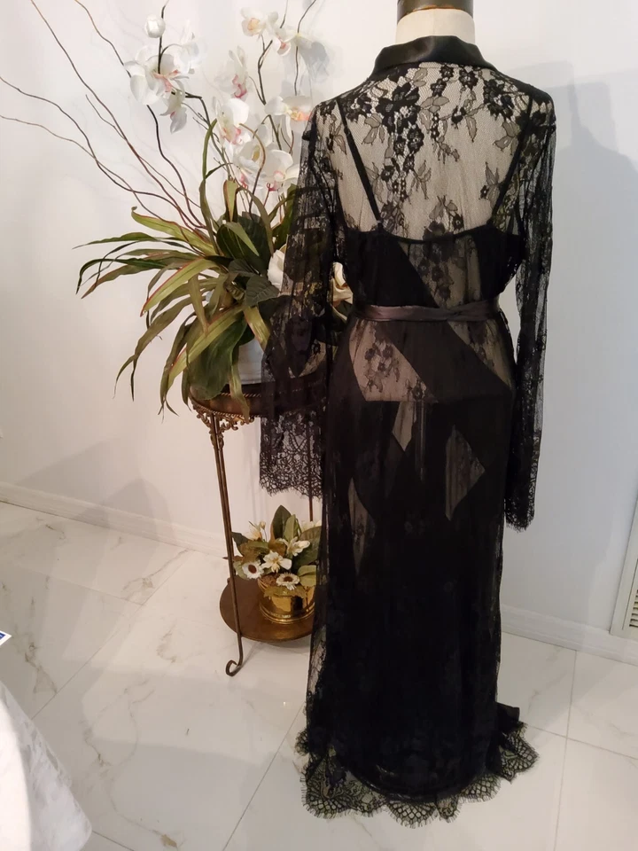 JUEGO PEIGNOIR VINTAGE DE FREDRICKS OF HOLLYWOOD 2 PIEZAS NEGRO SEXY EXÓTICO MEDIANO Foto 2 de 4