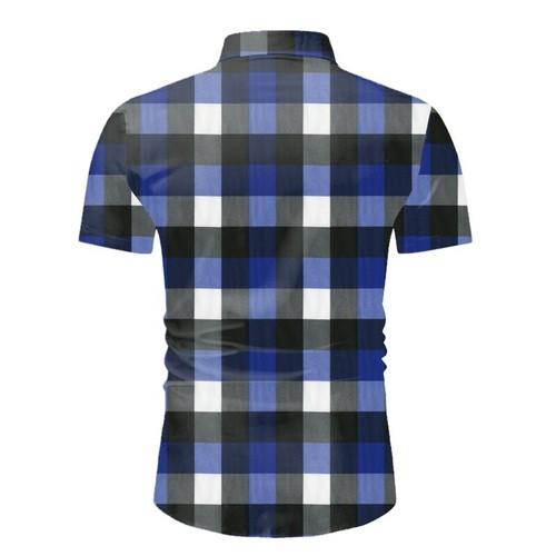 Camisa A Cuadros Roja Para Hombre Moda Corta Clásica Elegante Fiesta Con Botones - Bild 8 von 12