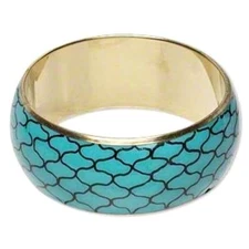 Beautiful Chunky Boho Turquoise Brass Bangle Bracelet