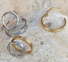 1pc Double Line Hinged Segment Ring Hoop Helix Daith Septum 316L Surgical Steel