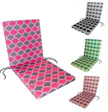 Water Resistant LOW BACK Chair Pads Outdoor Seats Morocco Print Removable Cover