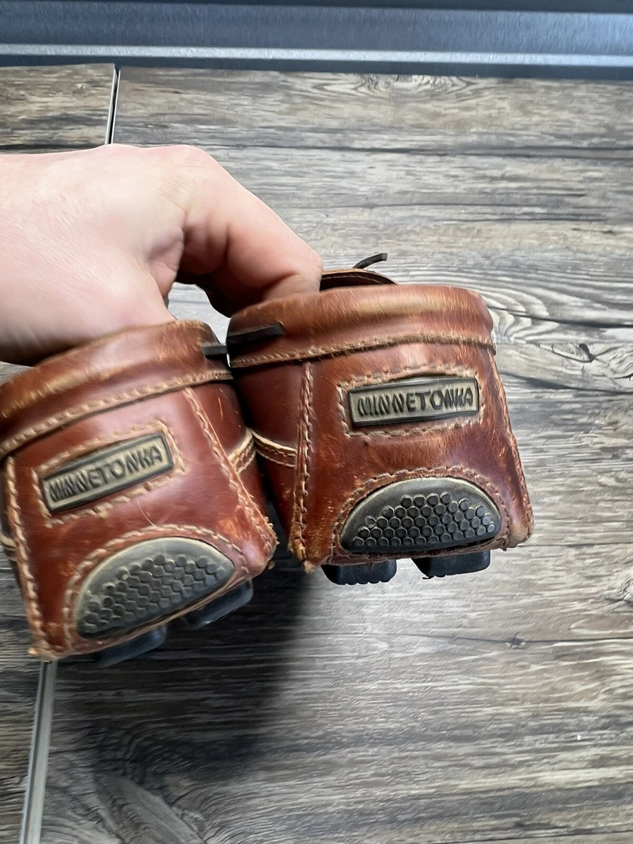 Minnetonka Double Bottom Hardsole Moccasins Men's Size 9 Dark