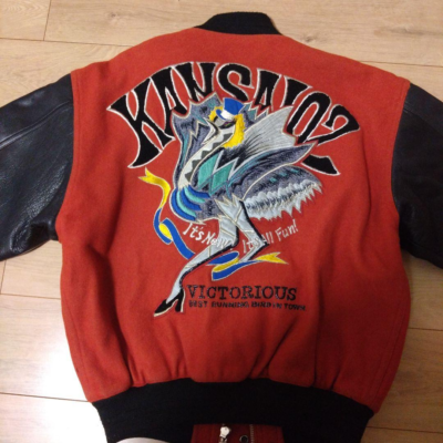 KANSAI O2 Varsity Jacket with Embroidery and Leather Sleeves