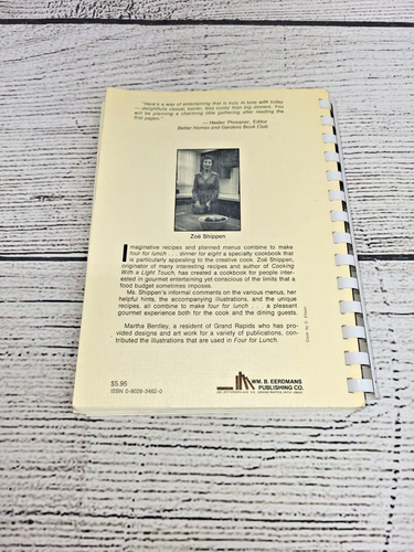 Vintage Gourmet Cookbook "Four for Lunch… Dinner for Eight" by Zoë Shippen - Imagen 2 de 4