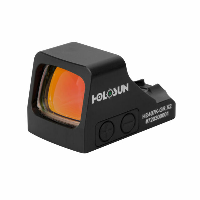 HOLOSUN HE407K-GR X2 Green Dot Reflex Sight - Solar Failsafe 