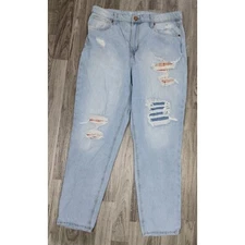NOBO No Boundaries Juniors Size 11 Distressed Cotton Tapered Denim Blue Jeans