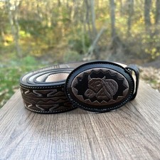 NEW Men's Handmade Western Leather Belt W-38 Cinto Bordado de Mexico