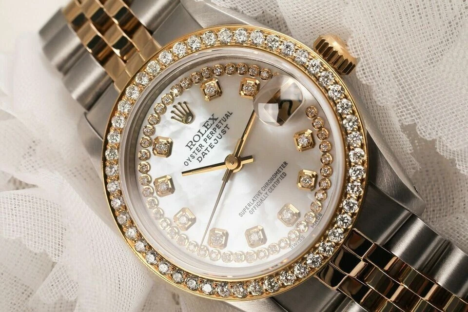 Rolex — Rolex Datejust 31 mm White Mother Of Pearl Dial Two Tone Ladies Diamond Watch
