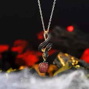 Authentic 14K Yellow Gold Plated Dainty Snake Pendant 2.78Ct Round Simulated Black Diamond