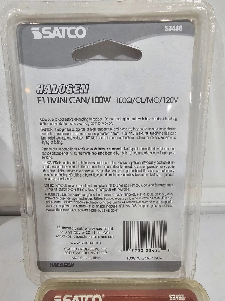 6 Satco S3485 120V UV protection E11 Mini Candelabra Base 100W JD Type Bulb - Image 3 of 3