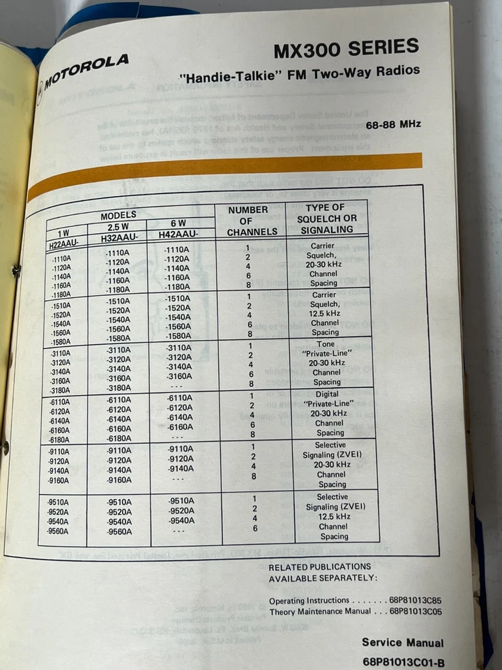 Motorola MX300 Series FM Two Way Radio Handie Talkie Manuals - Image 4 of 4