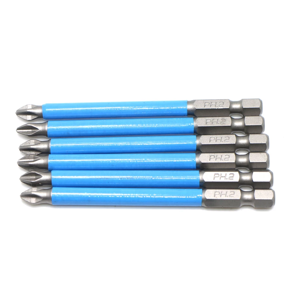 6 Pcs Anti Slip Phillips Screwdriver Bits 1/4" Hex Shank 90mm Screwdriver Bit - Image 2 of 2