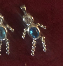 Silver Boy CZ BlueZircon Birthstone charm, medium 1 tall. Pre-owned great cond