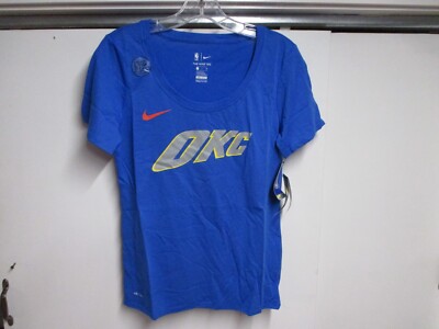NIKE OKLAHOMA CITY THUNDER WOMENS SCOOP NECK T SHIRT (SMALL) NWT DRI-FIT COTTON