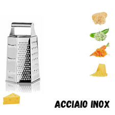 Grattugia Manuale Acciaio Inox con 6 Lati per Formaggio Verdure Frutta.
