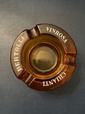 Vintage Glass Oenology Wine -VINO-VINROSA-CHIANTI-BERTOLLI Advertising Ashtray